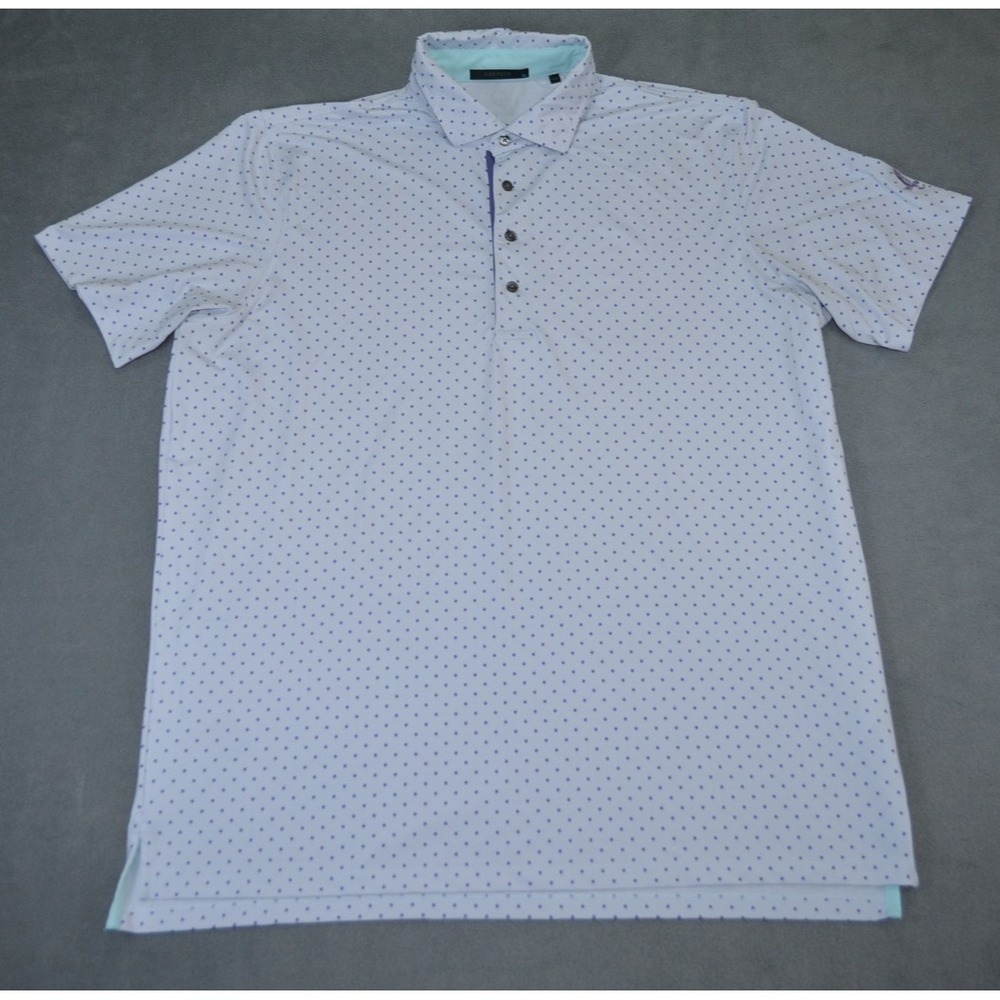 Greyson Polo Shirt Mens XL White Purple Wolf All Over Print AOP Golf Casual